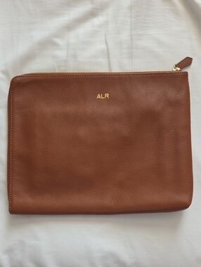 Mark & Graham Brown Leather Commute Zipper Pouch